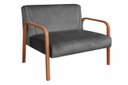Ver imagem 1 de Sofá Namoradeira 2 Lugares Anita Braço De Madeira - Suede Cinza