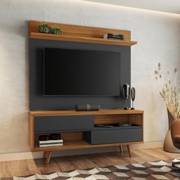 Conjunto para Sala Rack NT1180 e Painel de TV NT1185 Freijó/Preto Notável Móveis - 1