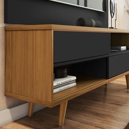 Conjunto para Sala Rack NT1180 e Painel de TV NT1185 Freijó/Preto Notável Móveis - 2