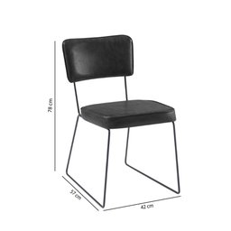 Cadeira Roma com Aço/ Tecido Couríssimo - Preto - 4