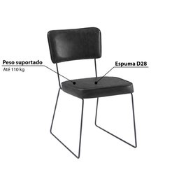 Cadeira Roma com Aço/ Tecido Couríssimo - Preto - 3