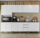 Ver imagem 1 de Cozinha Modulada Completa com Tampo 280cm 7 Peças Evidence Poliman Móveis