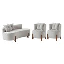 Ver imagem 2 de Conjunto 2 Poltronas + Sofá Curvo Orgânico Luna Veludo - Montanaris Decor