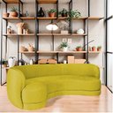 Ver imagem 2 de Sofá Curvo 3 Lugares Sala de Estar Recepção Noruega 180cm Suede Amarelo - Amarena Móveis