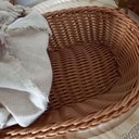 Ver imagem 2 de Kit 2 Cestas Porta Pão 24x17cm Oval Rattan Plástico Forro Tecido Cesto Lyor