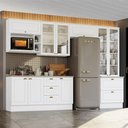 Ver imagem 2 de Cozinha Completa Americana 7 Peças com Cristaleira Branco - Móveis Henn Branco