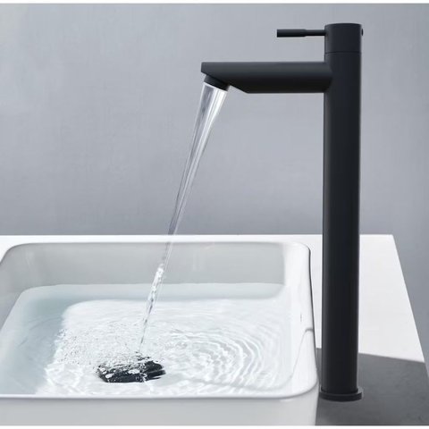 Kit 2 Torneiras Bica Alta para Sobrepor Cuba Fria Preto Fosco Fc-141