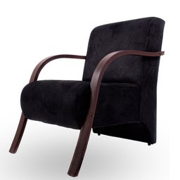 Poltrona Santa Rita Braço de Mdf Suede Preto - 1 Poltrona Santa Rita Braço de Mdf Suede Preto - 1