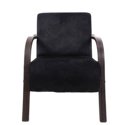 Poltrona Santa Rita Braço de Mdf Suede Preto - 3 Poltrona Santa Rita Braço de Mdf Suede Preto - 3