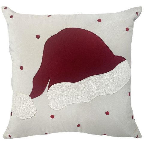 Almofada Vel Off 45x45 C/aplic Boucle Gorro Vermelho:gorrovermelho