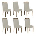 Ver imagem 1 de Kit 6 Cadeiras Estofadas 100% Madeira Heloísa Suede Bege