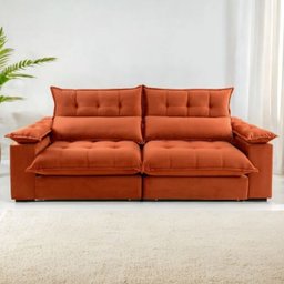 Sofá Retrátil e Reclinável Molas Ensacadas 2,30m Orquídea Vivaro Decor Suede Terracota - 2