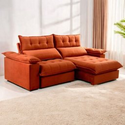 Sofá Retrátil e Reclinável Molas Ensacadas 2,30m Orquídea Vivaro Decor Suede Terracota - 7