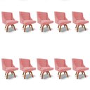 Ver imagem 1 de Kit 10 Cadeiras Estofadas Giratória para Sala de Jantar Lia Suede Rosê - Ibiza