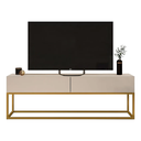 Ver imagem 1 de Rack Eros 140cm com Base Metálica Industrial Minimalista com Gavetas:off White/dourado