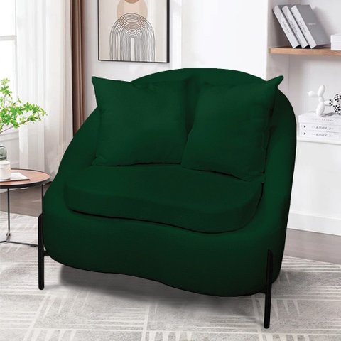 Poltrona Decorativa Orgânica Pé de Metal Preto Zaya Bouclê C05 - D’Rossi