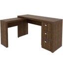 Ver mais imagens de Mesa de Canto para Escritório em L Angular com 3 Gavetas Nogal