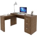 Ver imagem 1 de Mesa de Canto para Escritório em L Angular com 3 Gavetas Nogal