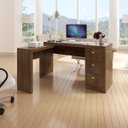 Ver imagem 2 de Mesa de Canto para Escritório em L Angular com 3 Gavetas Nogal