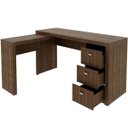 Ver imagem 3 de Mesa de Canto para Escritório em L Angular com 3 Gavetas Nogal