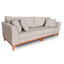 Ver imagem 2 de Sofá Pierri | Base Madeira & Tecido Impermeável | Bipartido | 3 Lugares | Medida 230cm | Linhão Bege