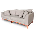 Ver imagem 3 de Sofá Pierri | Base Madeira & Tecido Impermeável | Bipartido | 3 Lugares | Medida 230cm | Linhão Bege