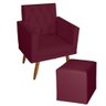 Kit 1 Poltrona Para sala de Estar Bianca Capitonê Rodapé e 1 Puff Quadrado Suede Bordo - Móveis - 1
