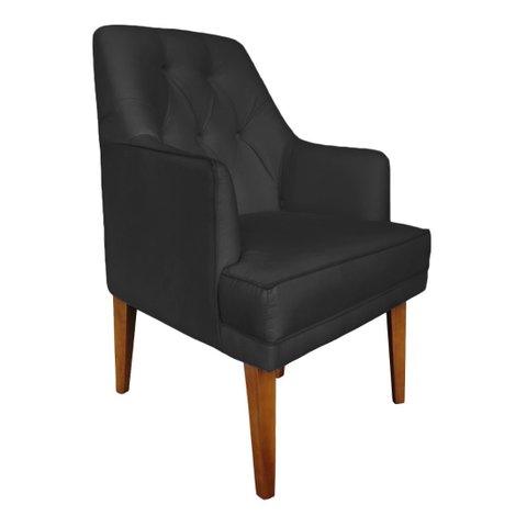 Cadeira Poltrona Decorativa Paris Retro Corino Preto Dominic Decor