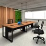 Plataforma de Trabalho 4 Lugares 1,80m X 1,20m Pé Metal F5 Cor:nogal com Preto - 1
