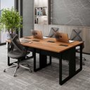 Ver imagem 1 de Plataforma de Trabalho 4 Lugares 1,80m X 1,20m Pé Metal F5 Cor:nogal com Preto