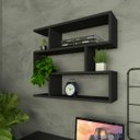 Ver imagem 3 de Nicho Zig P15cm Minimalista Preto Mdf Organizador Escritório Quarto Sala - Rufatto Decorações