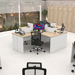 Estação de Trabalho Mesas em L 4 Lugares 120x60 Netmobil - Dubai/branco - 6