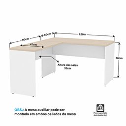 Estação de Trabalho Mesas em L 4 Lugares 120x60 Netmobil - Dubai/branco - 3