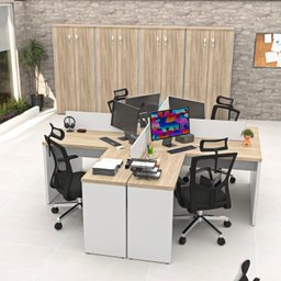 Estação de Trabalho Mesas em L 4 Lugares 120x60 Netmobil - Dubai/branco - 5