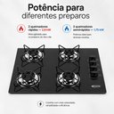 Ver imagem 4 de Cooktop 4 Bocas Base Inox com Vidro Temperado 6mm e Acendimento Automático Clarice