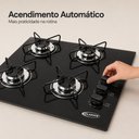 Ver imagem 6 de Cooktop 4 Bocas Base Inox com Vidro Temperado 6mm e Acendimento Automático Clarice