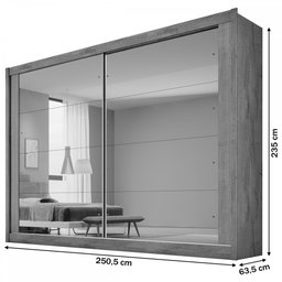 Guarda-roupa Casal Creta 2 Portas 4 Gavetas Espelhado 100% Mdf Off White/amendoa - Europa Móveis - 4