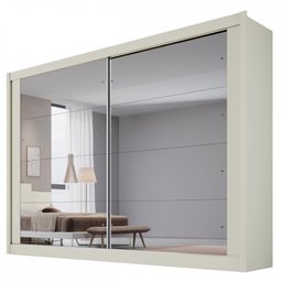 Guarda-roupa Casal Creta 2 Portas 4 Gavetas Espelhado 100% Mdf Off White/amendoa - Europa Móveis - 2