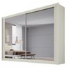Guarda-roupa Casal Creta 2 Portas 4 Gavetas Espelhado 100% Mdf Off White/amendoa - Europa Móveis - 2