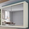 Guarda-roupa Casal Creta 2 Portas 4 Gavetas Espelhado 100% Mdf Off White/amendoa - Europa Móveis - 1