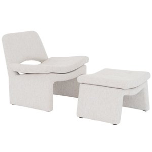 Kit Poltrona com Puff Bella Linho Off White Mesclado - Nexta Casa