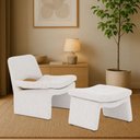 Ver imagem 2 de Kit Poltrona com Puff Bella Linho Off White Mesclado - Nexta Casa