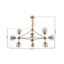 Lustre Pendente Jabuticaba Dourado Bola Molecular Âmbar Moderno Sala Quarto Salão Inl80 - 7