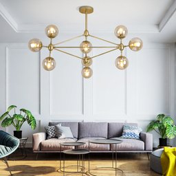 Lustre Pendente Jabuticaba Dourado Bola Molecular Âmbar Moderno Sala Quarto Salão Inl80 - 3