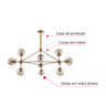 Lustre Pendente Jabuticaba Dourado Bola Molecular Âmbar Moderno Sala Quarto Salão Inl80 - 7
