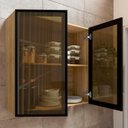 Ver mais imagens de Armário de Cozinha 80cm 2 Portas de Vidro Minsk Freijó Z06 - Mpozenato