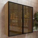 Ver imagem 2 de Armário de Cozinha 80cm 2 Portas de Vidro Minsk Freijó Z06 - Mpozenato