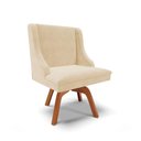 Ver imagem 1 de Cadeira Suede Bege Giratória De Madeira