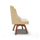 Ver imagem 5 de Cadeira Suede Bege Giratória De Madeira