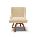 Ver imagem 6 de Cadeira Suede Bege Giratória De Madeira